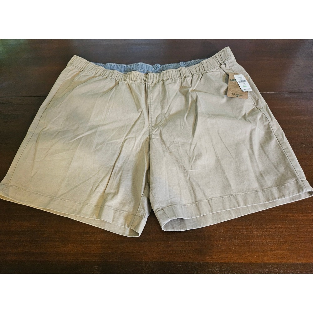 L.L.Bean Khaki Shorts Mens XXXL Khaki Lakewashed Stretch 8" Inseam 516101 NWT